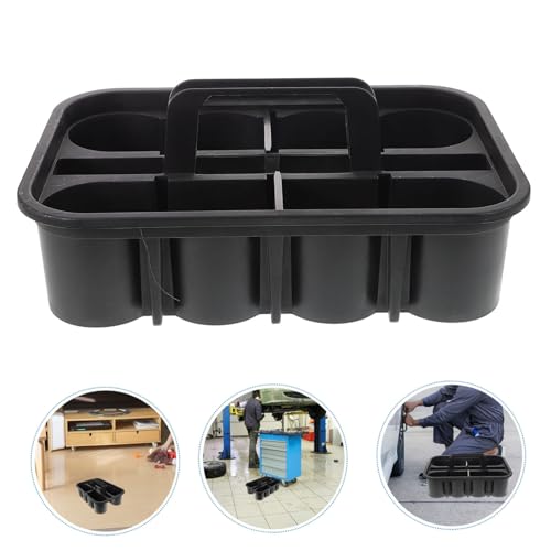 Happyyami Sturdy Plastic Storage Tray Organizer with Handle for Car Cleaning Tools Divided Tote Bin for Art Craft Supplies Makeup Bathroom Durable Stylish Cleaning Supplies Basket
