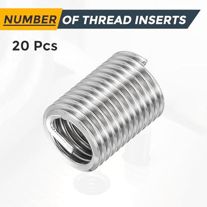 HARFINGTON 20pcs Wire Thread Repair Inserts M10 x 1.5 x 2.5D (25mm) Metric 304H Stainless Steel Helical Coiled Wire Screw Threaded Sleeve Sheath for Automotive Repairs - size: M10 x 1.5 x 2.5D