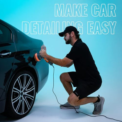 AUTIWOZ 5 Inch DA Polisher for Car Detailing, 9mm Random Orbital Polisher Buffer, 6 Speeds 2000-6200RPM, 630W Auto Polishing Machine for Car Polishing, Waxing, Sanding, W01