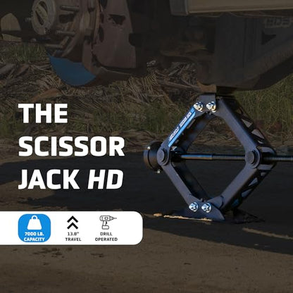 AGM Heavy Duty Scissor Jack HD for Trucks, Vans & Trailers - 7000lbs Capacity, 20.5" Lift Height, 1/2" Hex Drive, Portable Scissor Jack with VersaLift Interchangeable Heads, Drill Adapter & Carry Bag
