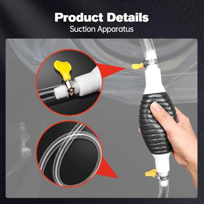 Multifunctional Liquid Siphon Pump, Hand Fuel Transfer Pump, Large Diameter Manual Fluid Extractor for Gasoline, Fuel, Diesel, Water, Fish Tank - With 3.2/4.9/6.5/9.8ft Hose (2, With 4.9ft Hose) - size: With 4.9ft Hose