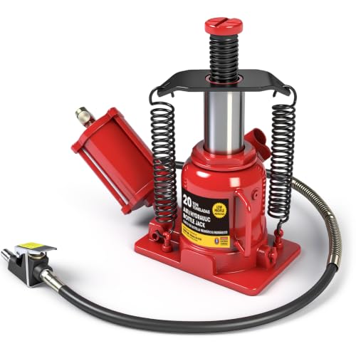 BIG RED 20 Ton Air Hydraulic Bottle Jack - Low-Profile | 20 Ton Capacity, Low-Profile Design, Air & Hydraulic Operation, Lift Range 7-1/16" to 12-5/8", Safety Valve Included
