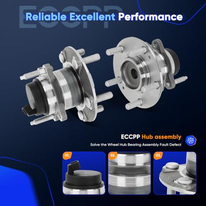 ECCPP 2-Piece 512436 Wheel Hub Bearing for Kia Forte Koup 2010-2013 | for Kia Forte 2010-2013 5 lugs w/ABS Sensor Pre-Greased Sealed - size: 512436*2