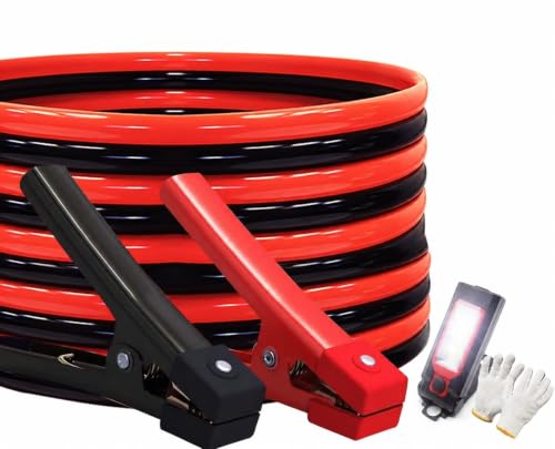 Heavy Duty Jumper Cables, Booster Cables 1 Gauge 30 Feet 900AMP Automotive Jumper Cables Kit for Car, SUV, and Trucks with Professional Clamps, Carrying Bag,Lights and Safety Gloves