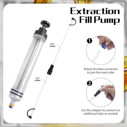 3 Pcs 500cc Automotive Fluid Extractor Pump with Horse Manual Suction Vacuum Fuel Car Transfer Oil Extractor Hand Syringe Pump for Hydraulic Fluid, Power Steering(Black)