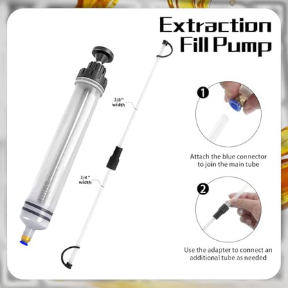 3 Pcs 500cc Automotive Fluid Extractor Pump with Horse Manual Suction Vacuum Fuel Car Transfer Oil Extractor Hand Syringe Pump for Hydraulic Fluid, Power Steering(Black)