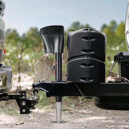 VEVOR Electric Trailer Jack, 5000 lbs, Heavy Duty RV Electric Power Tongue Jack with 2 Way Connector, Manual Crank Handle & Weatherproof Jack Cover, 10"-28.3" Lift, for RVs, Trailers & Campers, Black - size: 5000 lbs