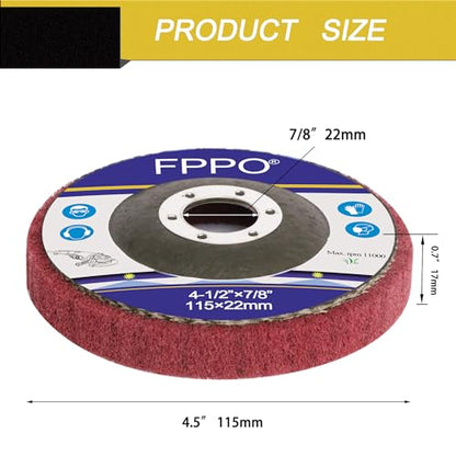 FPPO 12Pcs 4.5" x 7/8" Nylon Fiber Flap Disc Polishing Grinding Wheel,Scouring pad Buffing Wheel for Angle Grinder, Polishing Tools,Abrasive disks for Power-Operated Grinders