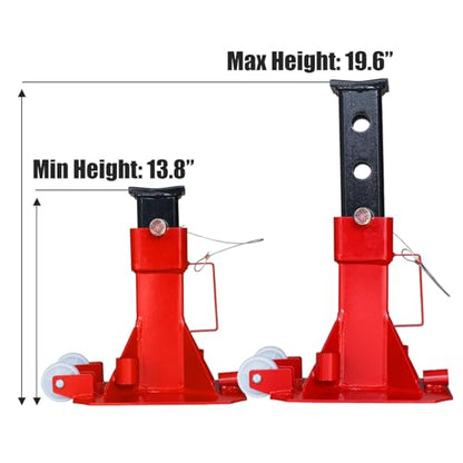 Torin ATZ220006PB Heavy Duty Jack Stands: Pin Style Jack Stand with 2 Casters and Handle, Easily Portable Car Stand for Car SUV, Truck and Pick Up, 22 Ton (44,000 lb) Capacity, Red - size: 22 Ton, style: Caster