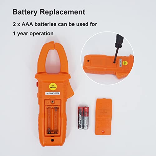 Digital Clamp Meter Auto-Ranging Multimeter Amp Voltage Tester Measure AC Current 600 A, AC/DC Voltage, Resistance, NCV, LPF, Diodes, Continuity and Backlight for Electricians
