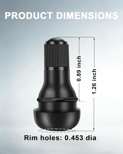 Riseuvo 5 Pcs TR412 Rubber Snap-in Tire Valve Stems - Fits Standard 0.453" Rim Hole for Car, Truck, SUV, Trailer Tires
