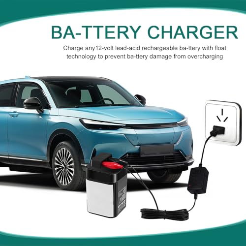 12V 1300mA Sealed Lead Acid (SLA) Battery Charger, Trickle Charger for Car Battery, Battery Charger Maintainer with Short Circuit Protection, Universal Charger Adapter for Car Motorcycle