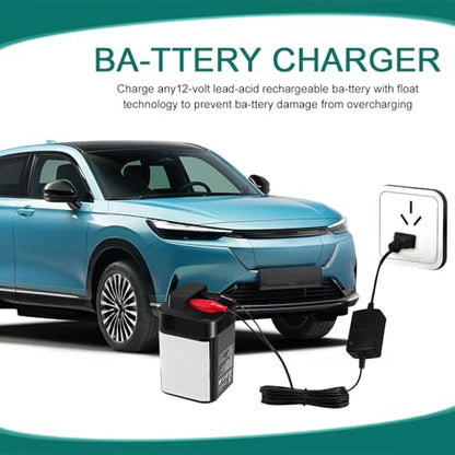 12V 1300mA Sealed Lead Acid (SLA) Battery Charger, Trickle Charger for Car Battery, Battery Charger Maintainer with Short Circuit Protection, Universal Charger Adapter for Car Motorcycle