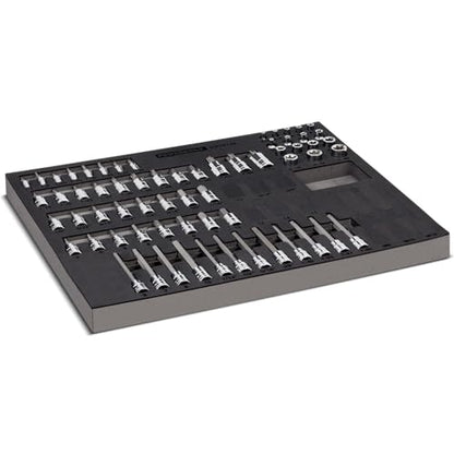 Powerbuilt 64 Piece Bit Socket Set, Hex, Torx, Specialty Bits, Up to 4 Inch Length, Long Reach E-Torx, Laser-Cut Organizing Tray, 949010 - size: 64pc,Bit Socket, style: 64 Piece Bit Socket