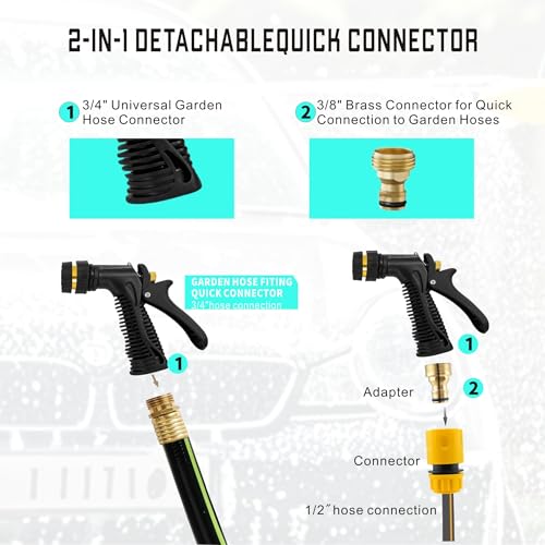 Foam Gun Car Wash Gun, Foam Blaster Equips 3/4" Universal Garden and Quick Connector (Connects to Any Garden Hose) for Watering Plants, Lawn, Patio, Car Wash, Cleaning