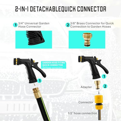 Foam Gun Car Wash Gun, Foam Blaster Equips 3/4" Universal Garden and Quick Connector (Connects to Any Garden Hose) for Watering Plants, Lawn, Patio, Car Wash, Cleaning