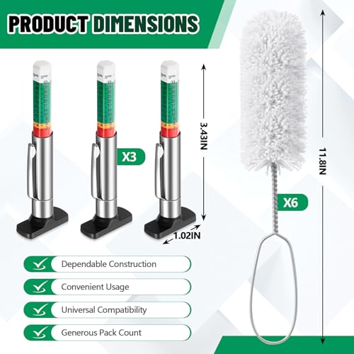 Teenyyou 9 Pack 11.8" Long Tire Lube Brush Applicator Swab Set Includes 6 Tire Lubricant Applicator and 3 Tread Depth Gauge for Changing Tires