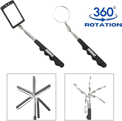 NEIKO 20736A (6) Piece Set, Magnetic Tool & Telescoping Mirror Set, Adjustable Telescoping Magnetic Pickup Tool, Flashlight 15lb Retriever Tool, 360 Swivel, Magnet Mirror, Magnetic Tools for Mechanic - size: 6 Piece Set, style: Pick Up Tool