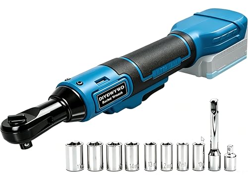 Cordless Ratchet Wrench 3/8 Compatible with Makita 18V Battery: 75FT-LBS 500RPM Brushless Powered Ratchet, with 1/4 Adapter, 8 Sockets and 3" Bar, Electric Socket Wrench for Auto Repair - color: Blue