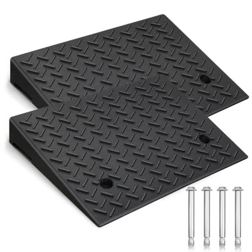 Rubber Curb Ramp,2 Pack,2.7" Rise Height,for Cars, wheelchairs | 8800lbs,with fixing bolts, Smooth transition fits vehicles & wheelchairs, lawn mowers,for driveways and sidewalks,shed. - size: 2.7" H