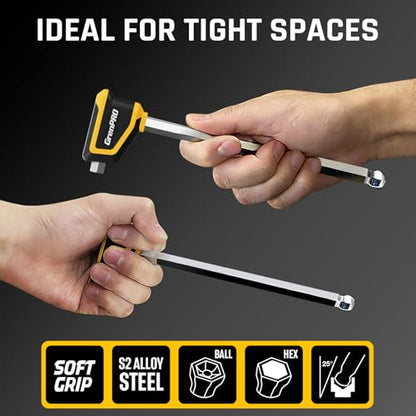 GRENPRO Allen Wrenches Sets, 18-Piece T-Handle Allen Wrench Set, Metric and SAE Allen Key Set with Plastic Holder, 1.5-10MM & 1/16"-3/8", Long Arm Hex Key Set with Ball End for Basic Home Bike Repair - style: 18 Pieces T-Handle Allen Wrench Set Metric and