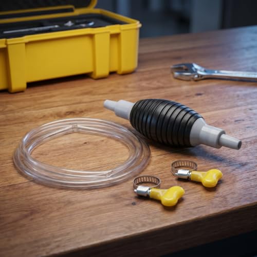 DECHOUS Manual Fuel Transfer Siphon Hose Pump with Flexible Suction Tubes Portable Hand Siphon Oil and Water Extraction Pump for Car Emergency Drainage Aquarium Pool