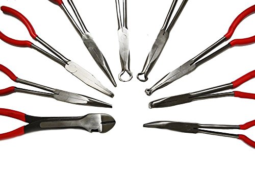 11" Long Reach Needle Nose Pliers with Storage Bag (9 Piece Set)