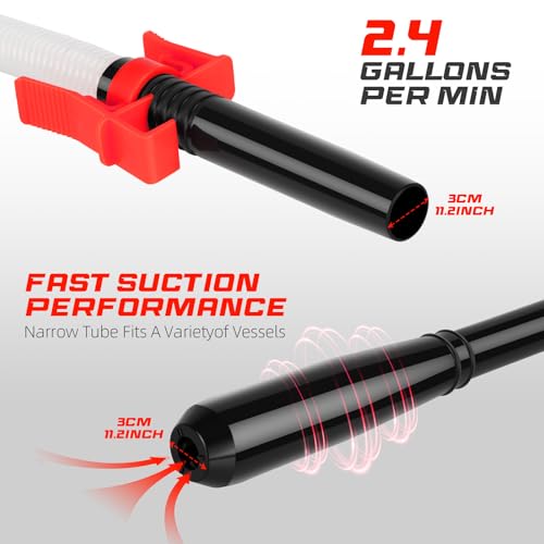 Portable Transfer Pump Battery Operated Electric Siphon Pump for Gas, Fuel, Diesel, Water Transfer 2.4 GPM Flow Oil Extractor, 47" Hose-Easy to Use Hand Fuel Pump, Multi-Use Siphon Transfer Pump(Red) - color: 1 Pack Red