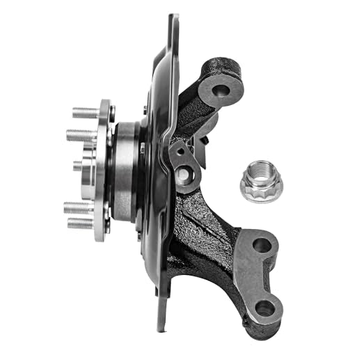 Detroit Axle - FWD Front Right Steering Knuckle for 04-07 Toyota Highlander 3.3L, Passenger Side Steering Knuckle & Wheel Bearing Hub Assembly 2004 2005 2006 2007 Replacement