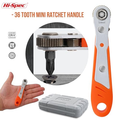 Hi-Spec 68pc Long Extended Screw Driver Bits and Mini Ratchet Wrench Handle Set. DIY Accessories Kit of 25 and 75mm Hex Shank Screwdriving Bits for Drill Drivers - size: 68 PCS