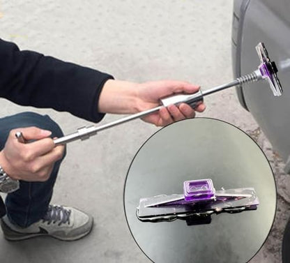 28Pc Dent Puller Glue Tabs, Car Body Dent Removal Pulling Hail Tabs | PDR Dent Hail Tabs, Paintless, ABS, Reusable, For Metal Body, Flat/Mild Curve, Small-Med Dents, Alcohol Release, Purple
