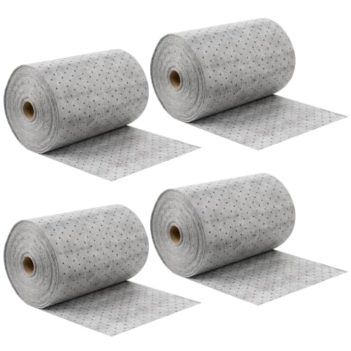 Oil Absorbent Mat Roll, 3 oz Oil Absorbent Pads 15" x 150' 4 Roll | Oil and Water Absorbent Pads, Oil Cleanup Absorbers for Leaks & Drips, Spill Mat Roll for Industrial Garage Workshop - color: Gray-4 Rolls, size: 15" W x 150' L, 3 OZ