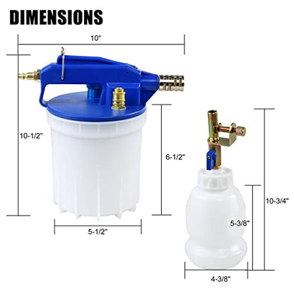 JIFETOR Pneumatic Vacuum Brake Bleeder Kit Clutch Oil Bleeding Tool Set | 1.75L Waste Brake Fluid Extractor, 0.9L New Oil Refilling Bottle, 2 Silicon Hoses and Universal Rubber Adapter