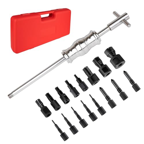 jiouxip 18PCS Blind Hole Collet Bearing Puller Set, Bearing Puller Set and Slide Hammer with Expandable Collets 8-32MM Insert Bearing Remover Set Tool for Automobiles, Motorcycles, Machinery