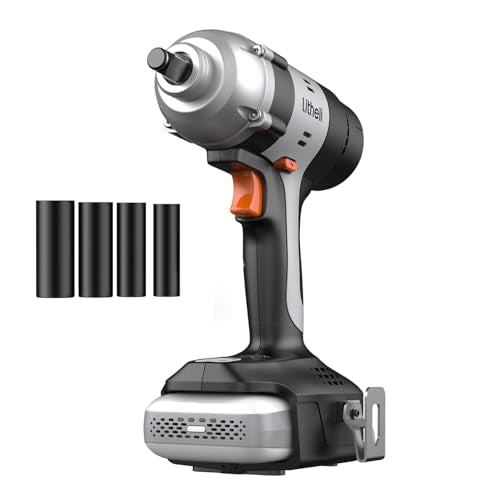 LiTHELi 20V Cordless Impact Wrench Kit with 2.0Ah Battery, 1/2" Hog Ring Impact Gun, Max 295ft-lbs & 3000IPM, 5 Torque Settings, 4 Sockets for Car Tire, Home Garage & DIY (Charger Not Included) - color: Black