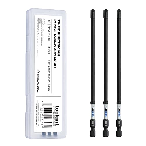 toolant TB-Fit Electrician Impact Screwdriver Bit Set, 3pcs 6 Inch Long FPH1 (PH2-SL6), 1/4” Hex-Shank S2 Steel Hex Bits Set, CNC Machined Tips with Magnetism - size: 6" FPH2（PH2-SL6）