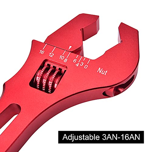 EVIL ENERGY AN Fitting Hose Wrench Adjustable 3AN-16AN Aluminum Red - color: Red, size: Adjustable 3AN-16AN