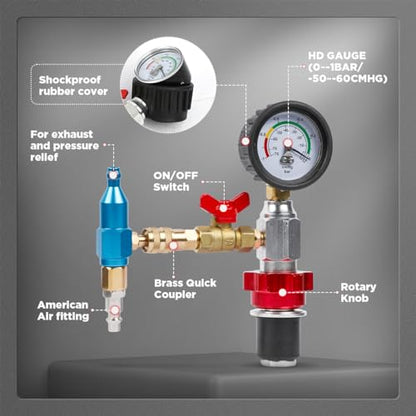 CMTOOL Coolant Vacuum Refill Kit, Universal Vacuum Coolant Fill Kit, Car Cooling System Filler Tool Set with 41.3 Inch Fill Hose, Pressure Gauge, 2 Quick Connect Adapters