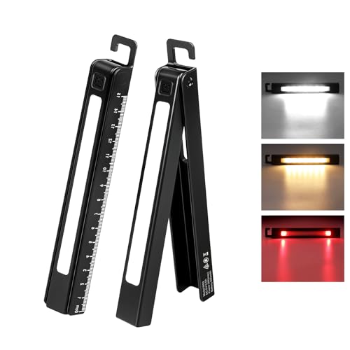 Rechargeable Work Light, LED Pen Work Light with 180° Rotate Foldable Design, Portable Work Lights Magnetic Back and Hook Work Flashlight for Car Repairing, 4 Lighting Modes, USB C Cable, Pack of 1