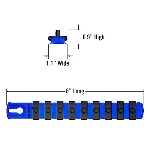 Ernst Manufacturing 8-Inch Socket Organizer with 9 1/4-Inch Twist Lock Clips, Blue (8407-Blue-1/4) - color: Blue, size: 1/4-Inch Twist Clips, style: 8-Inch