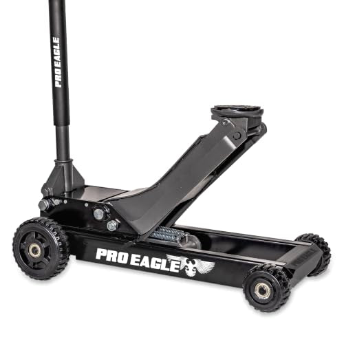 Pro Eagle 3 Ton Abrams Off Road Shop Jack - Heavy Duty Steel Hydraulic Garage Floor Jack with Big Wheels - Low Profile for Cars, Trucks & SUVs - Mechanic Jack for Gravel & Dirt
