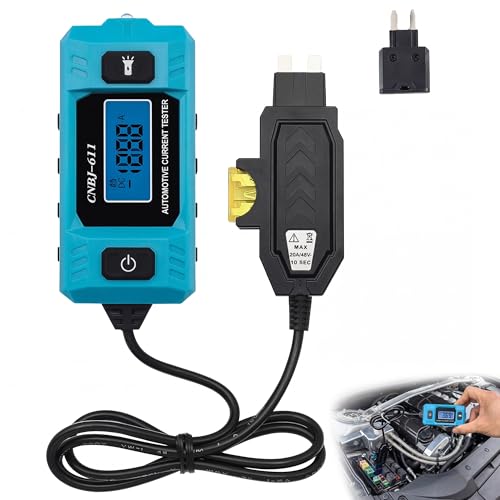 Automotive Car Circuit Fault Probe Tester - Portable Auto Current Tester for Parasitic Battery Drain Fuse Draw - 20A 48V 0.01A to 19.99A High-Precision Checker with LED Display Front Lighting