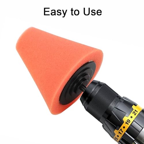 6PCS Polishing Cone, Car Wheel Hub Drill Buffing Polishing Kits, 2 Sponge Balls + 4 Sponge Cones, for Car Care, Chrome, Rims, Metal and Glass
