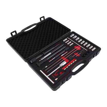 maXpeedingrods 35Pcs Diesel Injector Seat Cleaning Reamer Kit, Universal Diesel Injector Seat Cutter & Puller Tool, Complete Diesel Injector Service Kit for Common Rail Injector Seat Repair & Removal