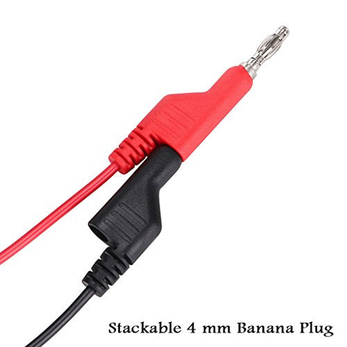 Sumnacon Multimeter Test Lead Set - Stackable Banana Plug to Test Hook, Banana Plug to Alligator Clips Test Cable Kit, Flexible Silicone Electrical Test Wire Leads with Protective - size: 3.3Ft/1M