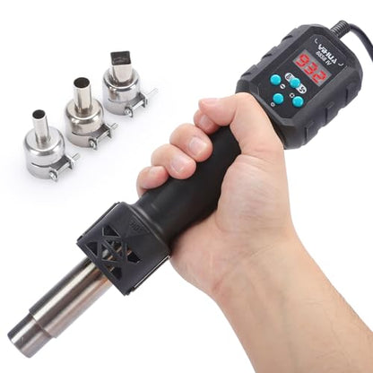 YIHUA 8858 IV Multi-Purpose Heat Gun for Crafting, Electronics Soldering, DIY, Shrink Tubing and Wrap, Torch Marker and Paste, Epoxy Resin with Temperature and Air Volume Control Function, 3 Nozzles