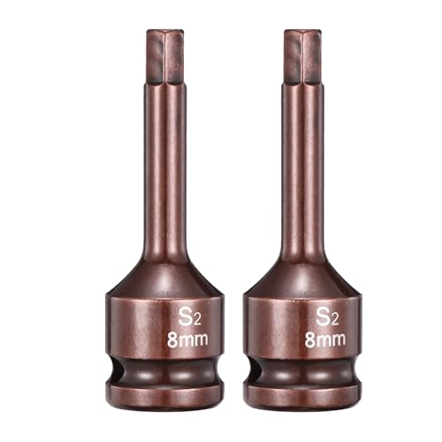HARFINGTON 2pcs Impact Hex Bit Socket 1/2" Drive 8H (8mm) Hex Bits 3" Length S2 Steel Metric Impact Wrench Socket Adapter Tool for Automotive Repair Industrial Construction and Home DIY - size: H8 x 1/2" x 3"