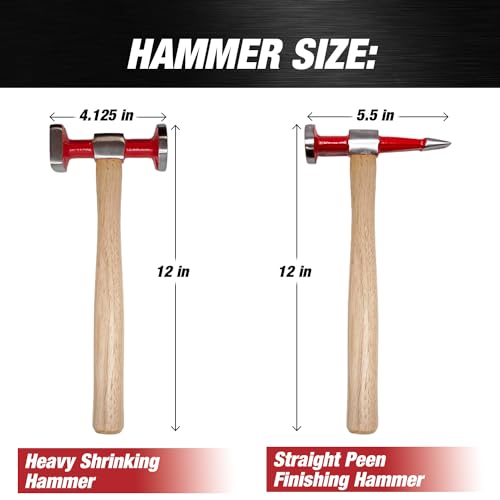 LAUCO 6 Pieces Auto Body Hammer Repair Tool Dolly Kit, Steel Hammer Heads and Dollies on Wood Handles,Performance Tool Heavy Duty Fender Set for Car, ﻿Multifunctional Hammer Kit - style: 6 Pcs Set