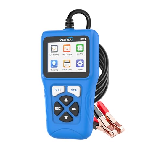 Veepeak 12V 24V Car Battery Tester, 100-2000 CCA Auto Load Analyzer | Cranking & Alternator Test, Fast Diagnostics for 12V 24V Lead-Acid Batteries, Suitable for Cars Trucks Boats Motorcycles