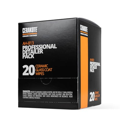 CERAKOTE Ceramic Glass Coat Protectant Pro Pack (20 Count Wipes) - Hydrophobic Automotive Rain Repellant, Long-Lasting and Durable Ceramic Coating, Quick and Easy Application - size: Pro Pack - 20 Wipes